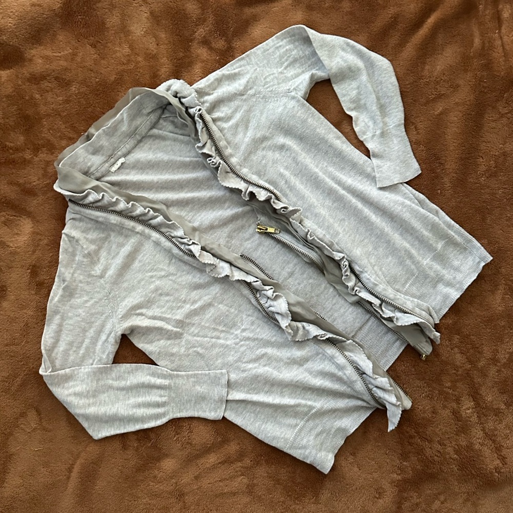 J CREW Ruffled 3/4 Sleeve Cardigan